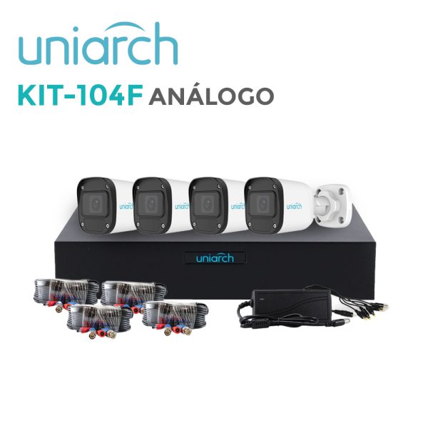 KIT UNIARCH 4X4 CALIDAD 1080P 2MP ANALOGO BULLET EXTERIOR KIT-104F UNIARCH IDEAL PARA PEQUEÑAS EMPRESAS Y RETAIL